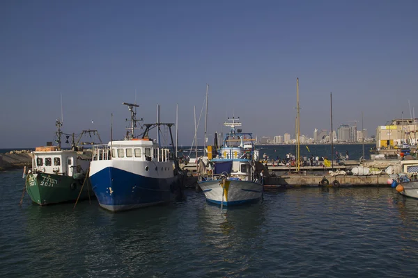 Jaffa Port with fishing ships  .Israel