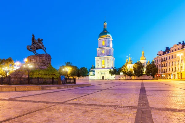 Evening scenery of Sofia Square in Kyiv, Ukraine