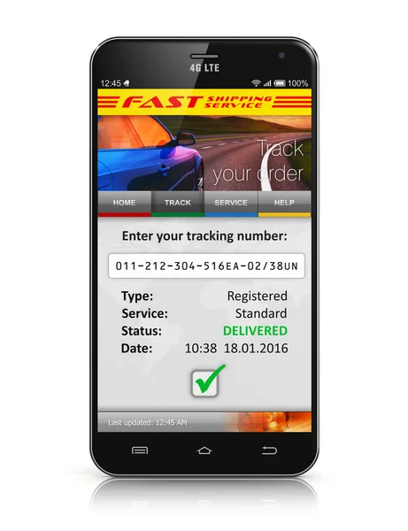 Smartphone with parcel order tracking application