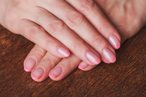French nail art in light pink colour