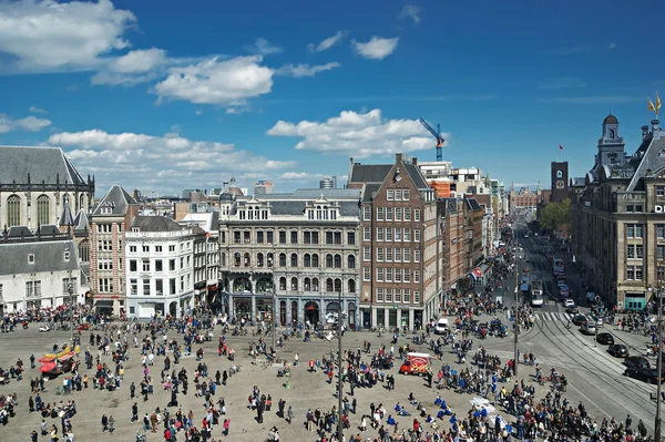 Dam Square in Amsterdam, top view