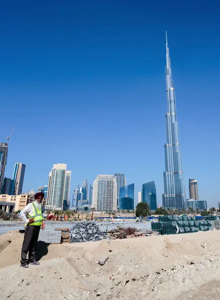 Construction of modern buildings in Dubai, UAE