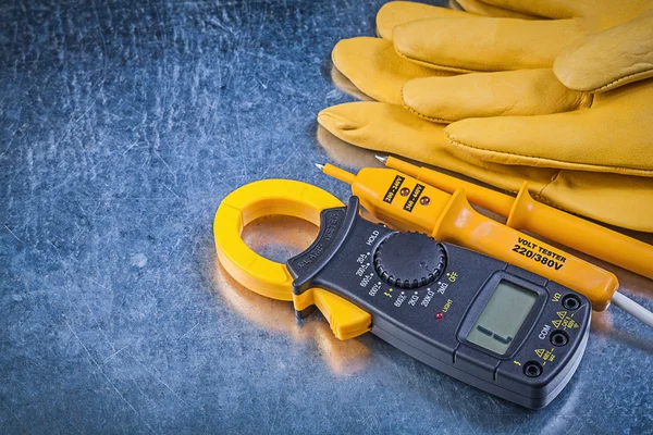 Digital clamp meter, tester and gloves