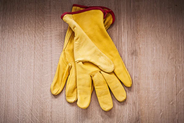 Leather yellow protective gloves