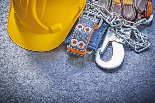 Construction safety harness and building helmet