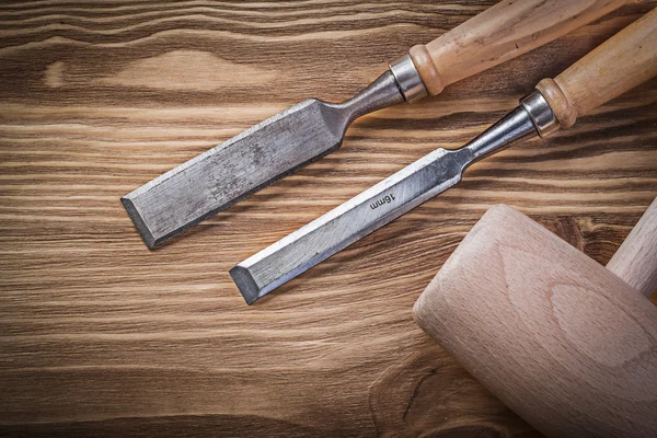 Wooden mallet flat chisels