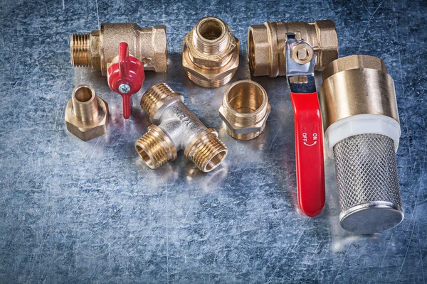 Brass lever ball valve pipe connectors strainer filter on metall