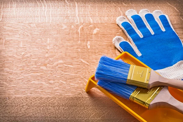 Gloves paint tray and brushes