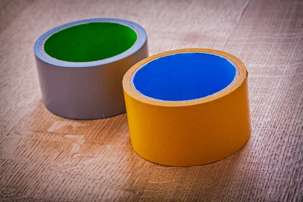 Yellow and blue duct tapes