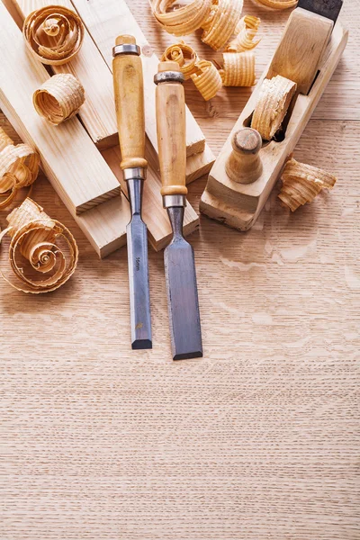 Woodworking tools and shavings