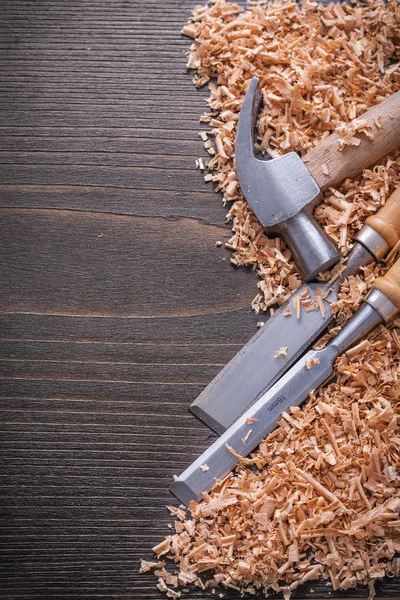 Claw hammer and metal flat chisels