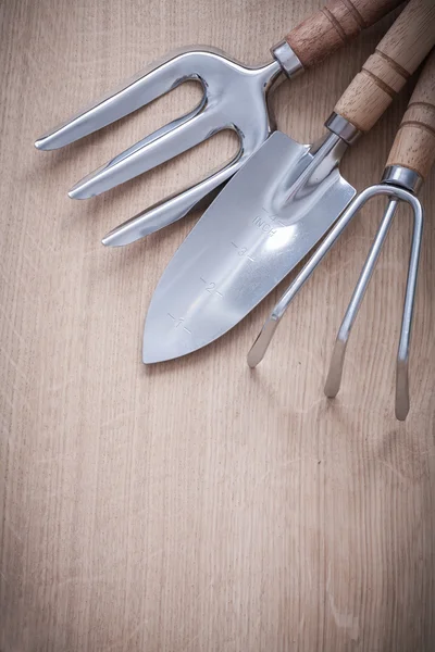 Hand spade, trowel fork and rake