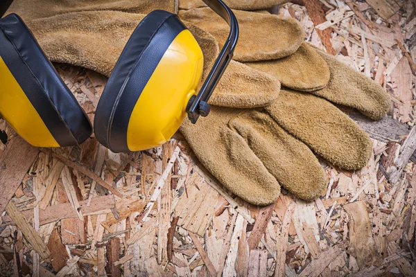 Protective leather gloves and ear protectors