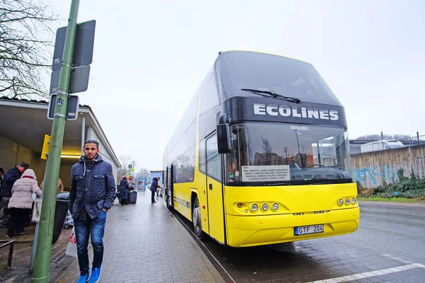 Bus stands on a bus stop in Germany