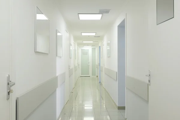 Medical center corridor interior