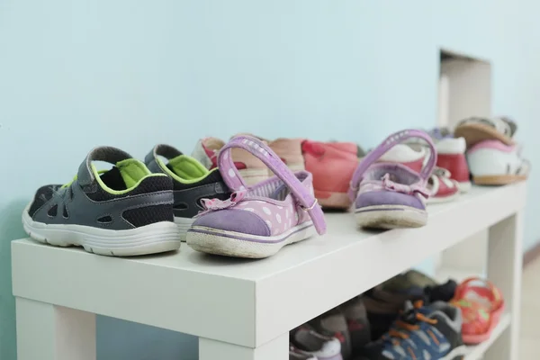 Shoe shelf with children shoes