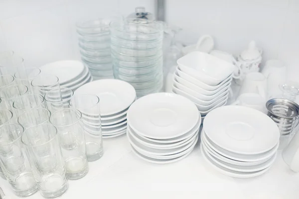 Washed dishes in the restaurant