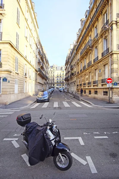 Motorcycle parking on a street in a center of Paris