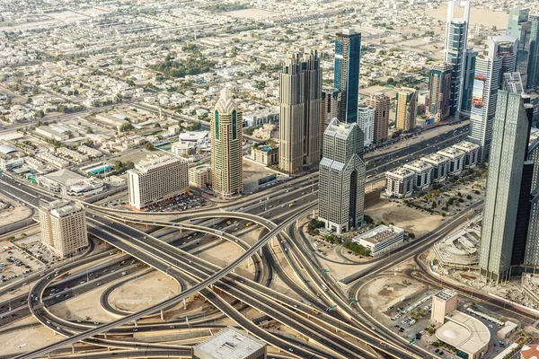 Downtown Dubai. Skyscrapers and road