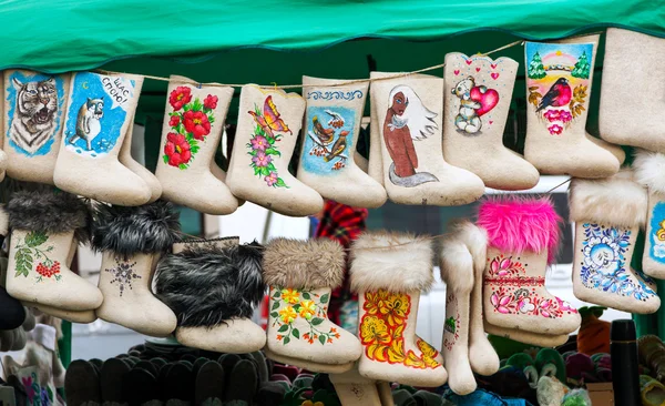 Felt  boots at the fair in Suzdal. Russia