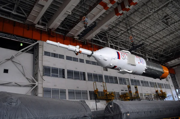 Soyuz Spacecraft Inside Baikonur Integration Facility Building