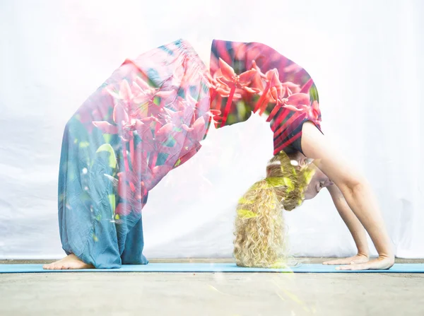 Woman performing back bend