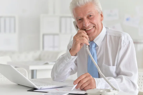 Mature businessman working on computer