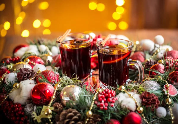 Christmas hot mulled wine with spices