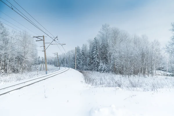 Snow covered railway crossing