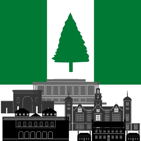 National flag of Norfolk and architectural attractions Stock Image