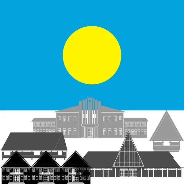 National flag of Palau and architectural attractions