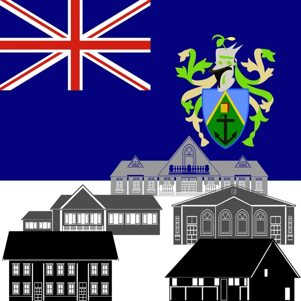 National flag of Pitcairn Islands and architectural attractions