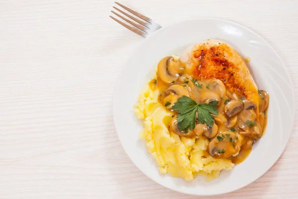 Chicken Breast with Mushroom Sauce and mashed potato