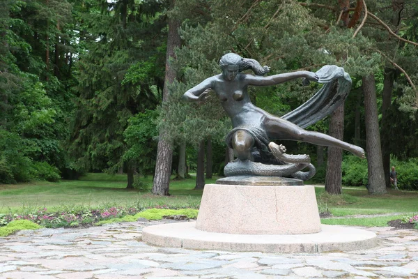 Bronze statue in town park,Palanga