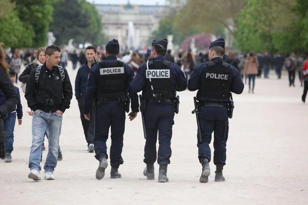 French police control the street