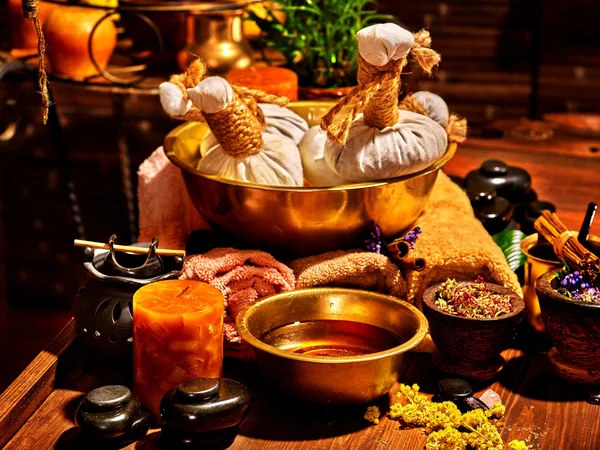 Ayurvedic spa massage still life