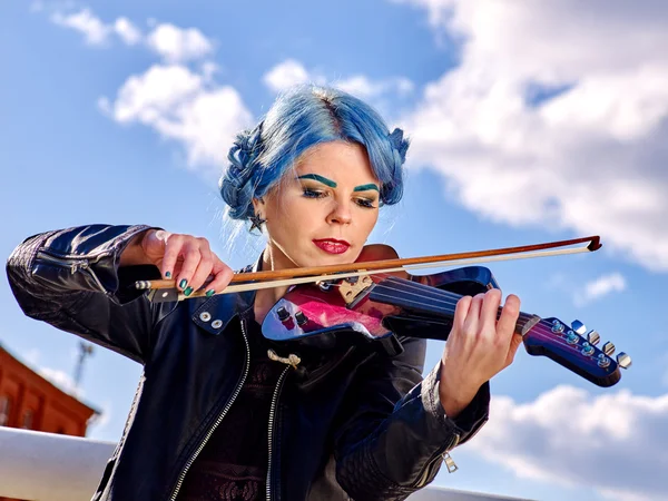 Music street performer girl violinist