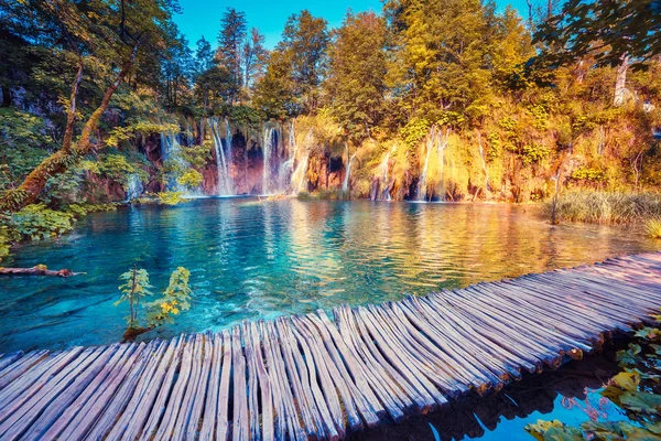 View on turquoise water and sunny beams