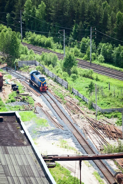 Shunting train on industrial plant