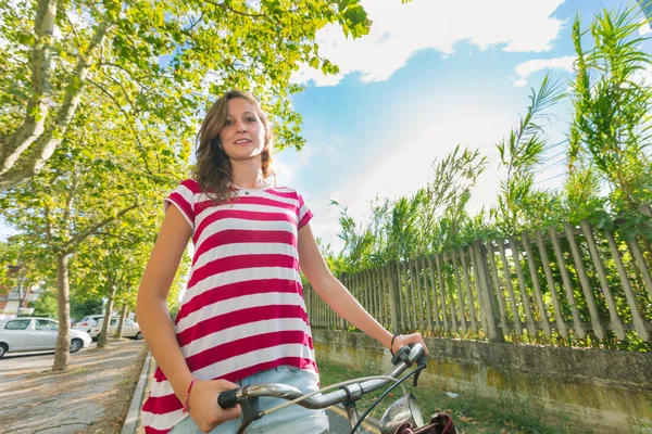 Young Woman Going by Bike, Sustainable Commuting