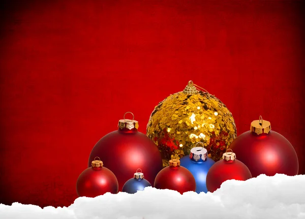 Red Christmas background with  toys and decoration