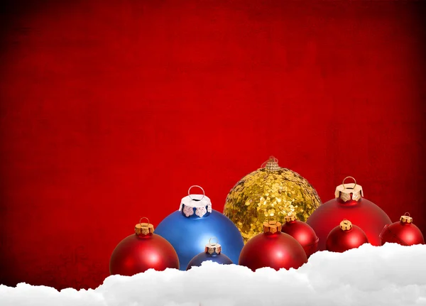 Red Christmas background with  toys and decoration