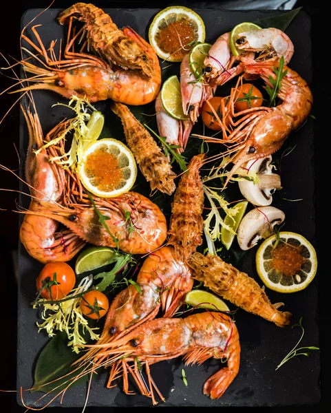 Shrimps on stone plate