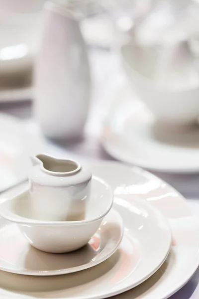 Ceramic tableware on table