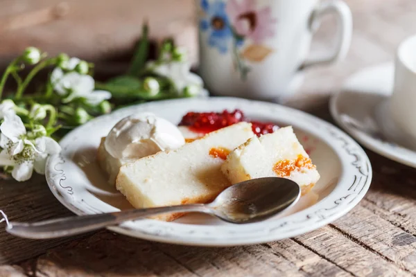 Cottage cheese cake on plate