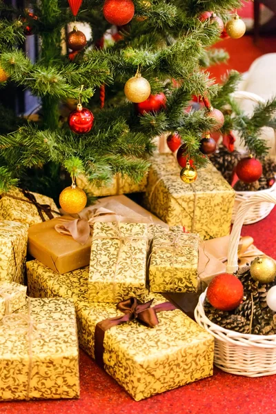 Presents under Christmas tree