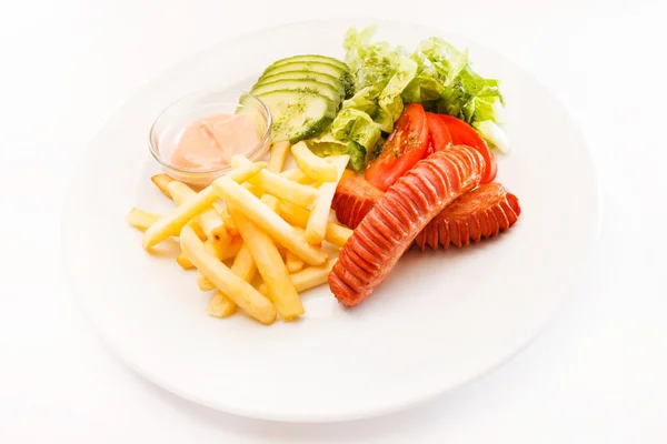 French fries with sausage