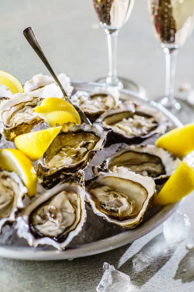 Oysters  with lemon and champagne