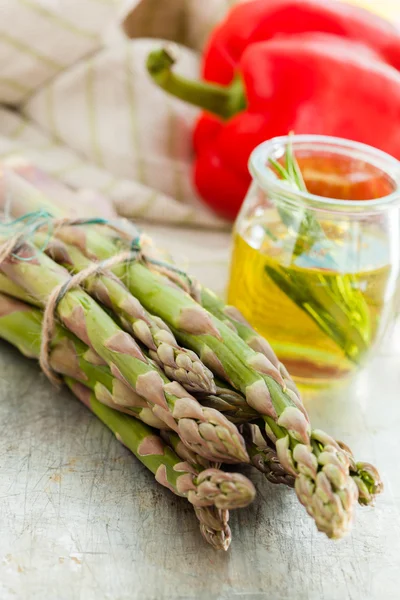 France food with green asparagus