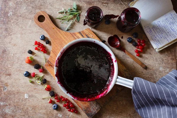 Preparing berries jam